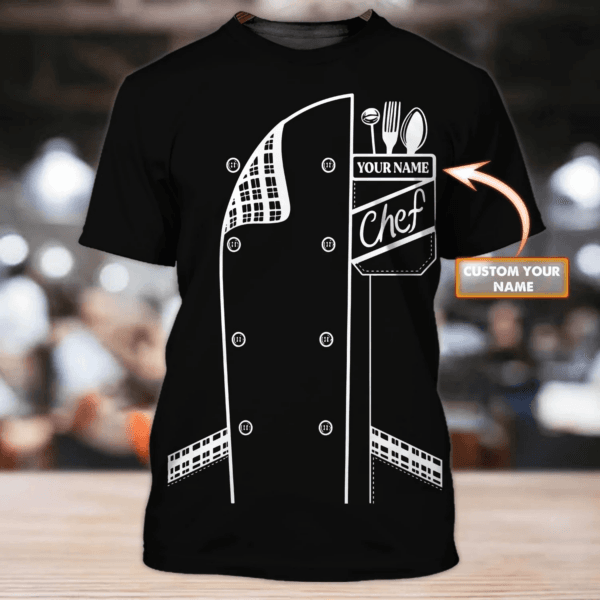 Cool Chef 3d Shirts, Custom name Chef Gift, Chef TShirt, Cooking Shirt - Image 3