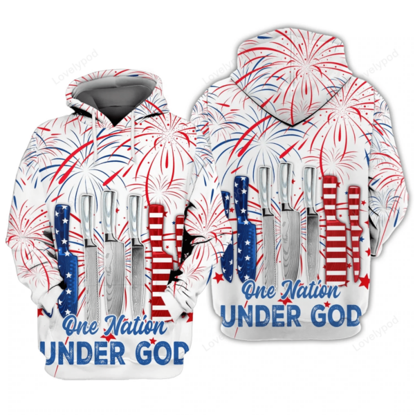 Independence Day Is Coming Chef One Nation Under God 3D Full Print, July 4th Shirts, USA Flag Family - Image 4