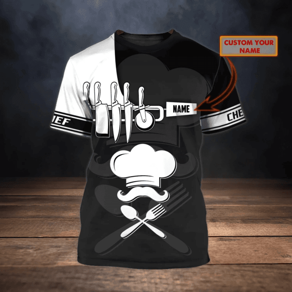 Cool Chef 3d Shirts, Custom name Chef Gift, Chef TShirt, Cooking Shirt - Image 4