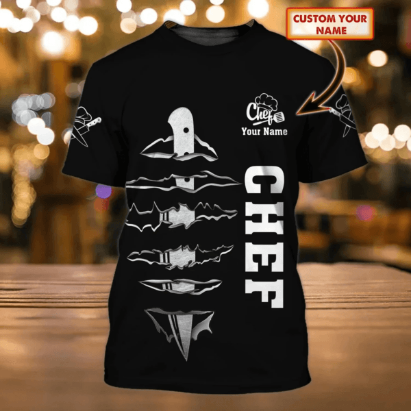 Cool Chef 3d Shirts, Custom name Chef Gift, Chef TShirt, Cooking Shirt - Image 5