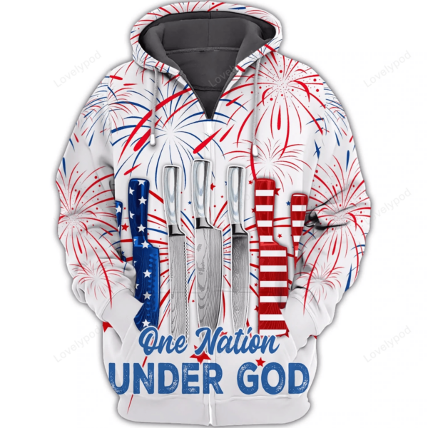 Independence Day Is Coming Chef One Nation Under God 3D Full Print, July 4th Shirts, USA Flag Family - Image 5