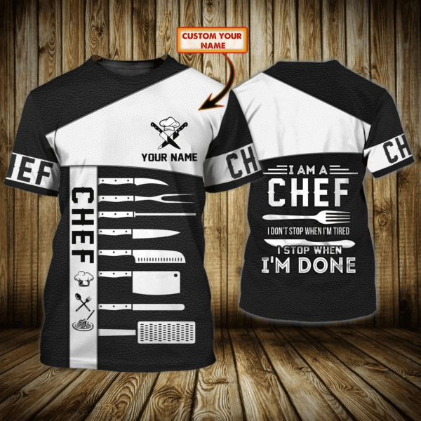 Cool Chef 3d Shirts, Custom name Chef Gift, Chef TShirt, Cooking Shirt - Image 6