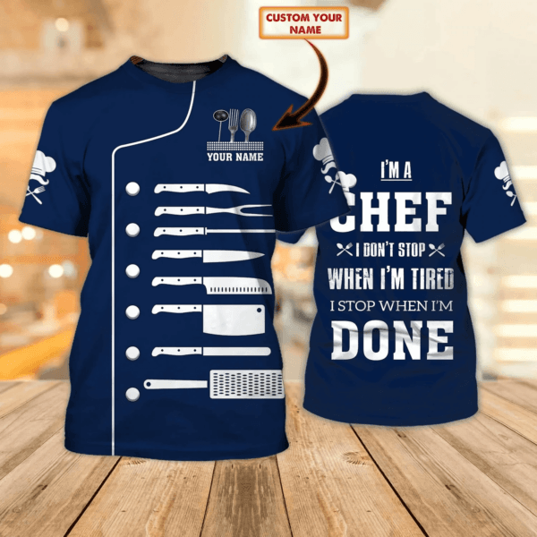 Cool Chef 3d Shirts, Custom name Chef Gift, Chef TShirt, Cooking Shirt - Image 7