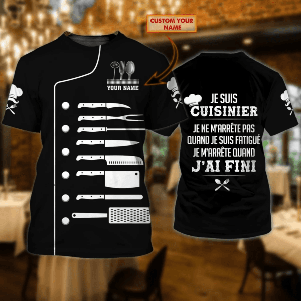 Cool Chef 3d Shirts, Custom name Chef Gift, Chef TShirt, Cooking Shirt - Image 9