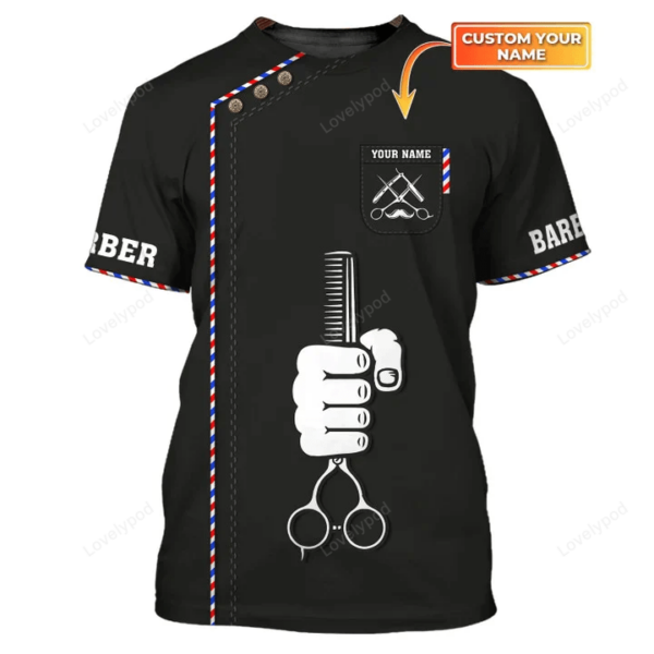 Barber Apparel, Custom Barber Shop Shirt Black Barber Uniform - Image 2