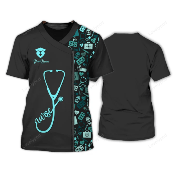 Nursing Tools Pattern Shirts, Medical Scrubs Clothing, Custom Nurse 3D Tshirt, Nurse shirt, gift for nurse