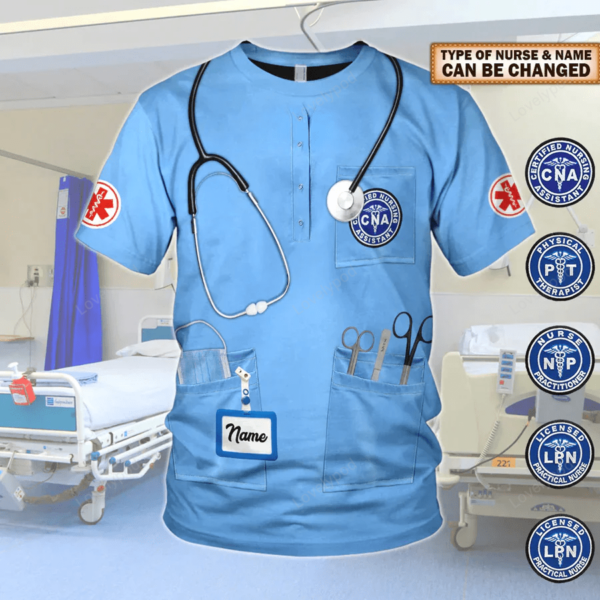 Personalized Shirt Nurse Uniform 3D All Over Print Shirts For Nurses, Gift for nurse