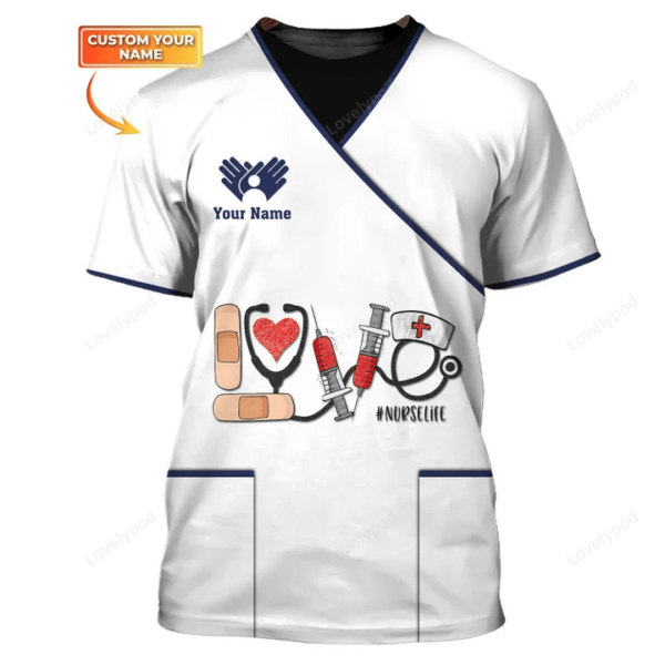 Love Nurselife Tshirt, Medical Scrubs Clothing Custom Nurse Tshirt, Nurse shirt, gift for nurse - Image 2