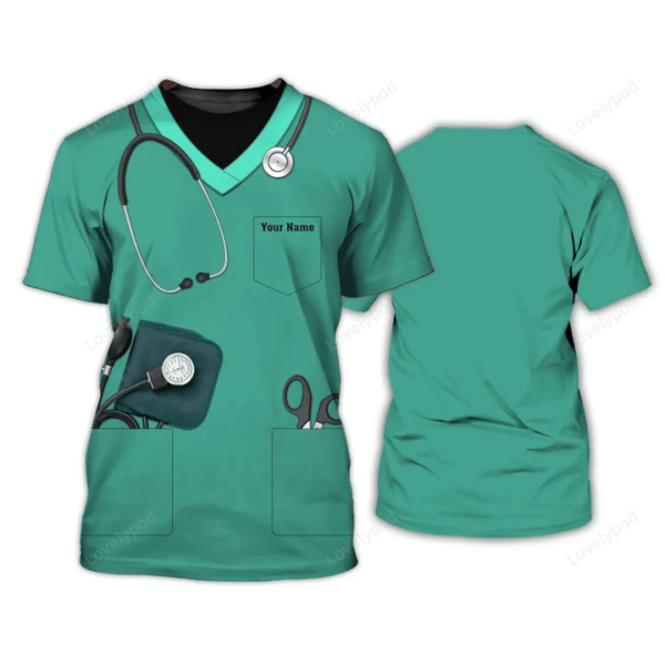 Nurse 3D Tee Shirt, Custom Nurse Uniform, Gift for Nurse - Image 2