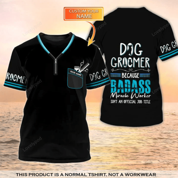 Dog Groomer T-shirt, Grooming Custom Shirts Pet Salon Uniform Black shirt for men and women - Image 2