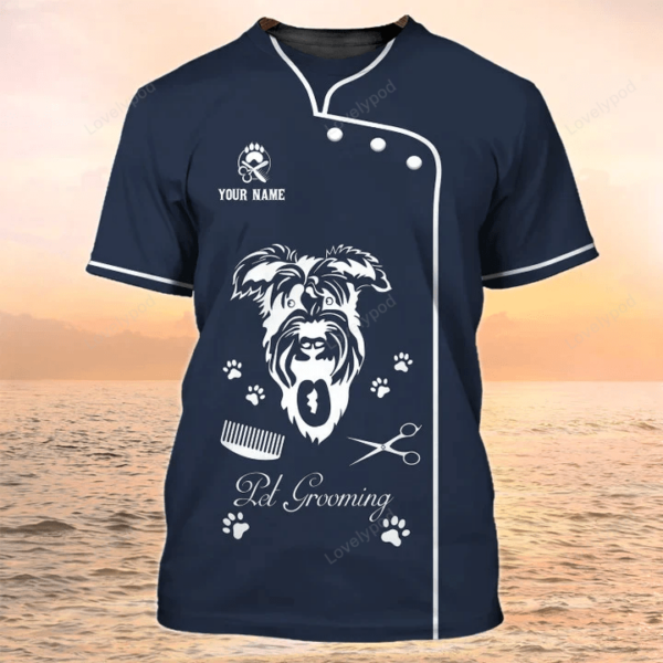 Grooming AppareI, I Am Dog Groomer Personalized Name 3D Tshirt, Pet Grooming Salon Uniform - Image 2