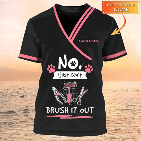 Pet Grooming 3D Shirt Women's clothing, Dog Groomer Custom Tshirt, Grooming Uniform Black shirt