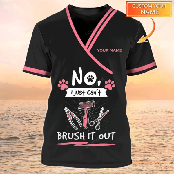 Paw Dog Groomer T-shirt, Grooming Tools Custom Shirts, Pet Salon Uniform - Image 6