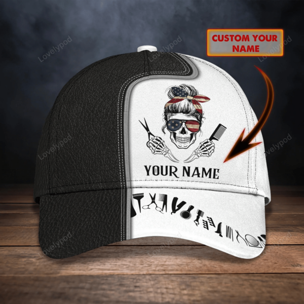 Customized 3D All Over Print Baseball Skull Barber Cap, Barber Skull Cap Hat, Cap For Barber Man - Image 5