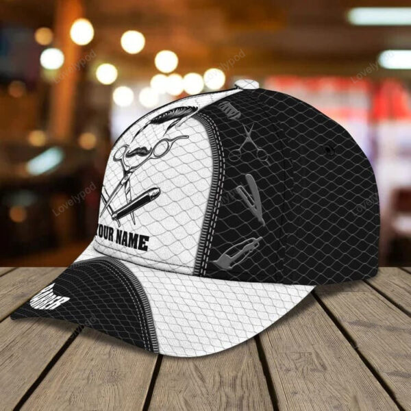 Personalized Barber Shop 3D All Over Printed Cap, Tools Of Barber Hat for Barber Man - Image 3