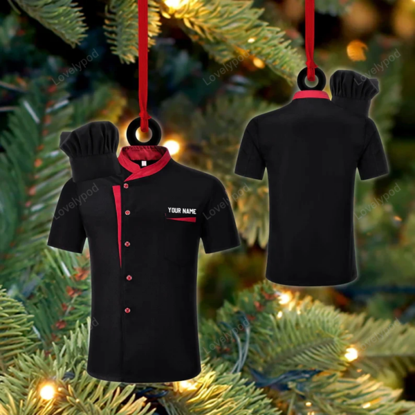 Chef Outfit Personalized Ornaments, Proud Chef Uniform Christmas Ornament - Image 2