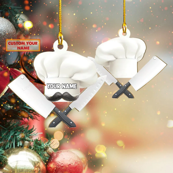 Chef gift, Master chef ornament, Christmas gift for Master chef custom shaped acrylic ornament - Image 7