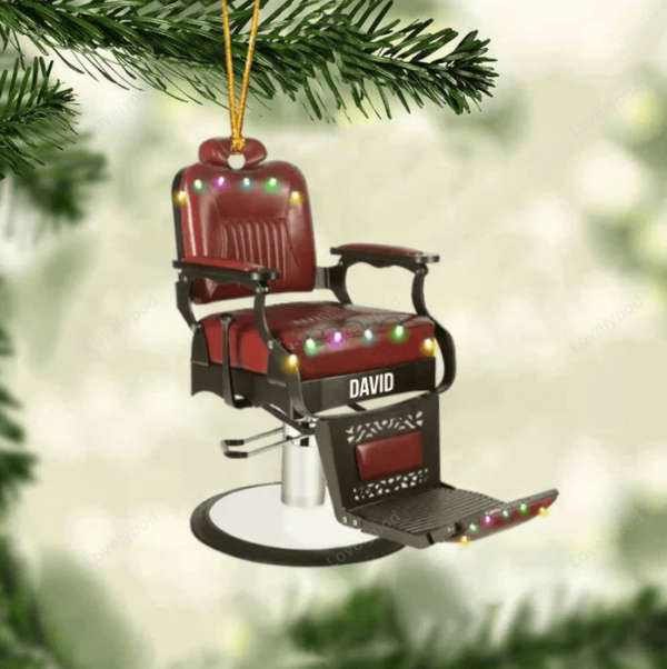 Barber Chair Personalized Christmas Ornament - Gift For Barber