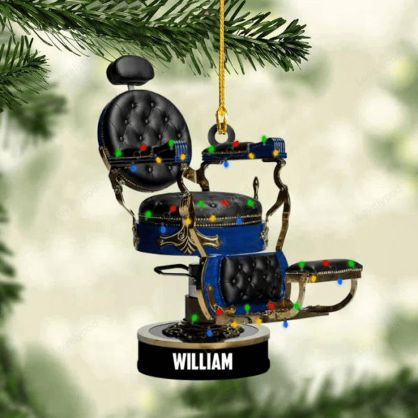 Barber's Chair Personalized Cut Ornament Christmas Gift For Barber - Image 2