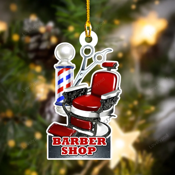 Barber ornament, Christmas gift for barber, custom shaped acrylic ornament - Image 2