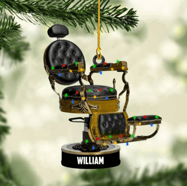 Barber's Chair Personalized Cut Ornament Christmas Gift For Barber - Image 5