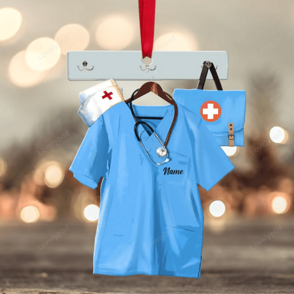 Nurse Christmas Nurse Clothes Hanger Personalized Flat Ornament