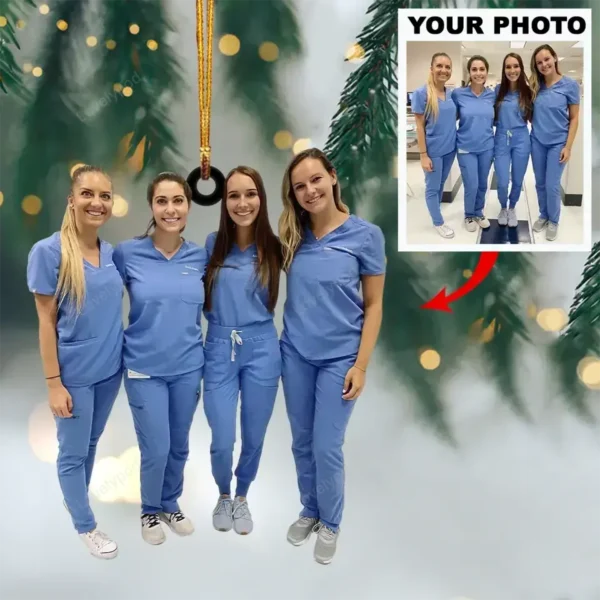 Personalized Photo Nurse shape acrylic Ornament, Christmas Gift For Nurse – Nurse Besties