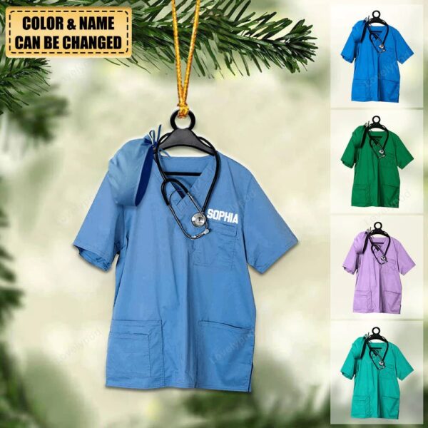 Personalized Nurse Scrub Hanging Ornament Christmas, Christmas Tree Decor