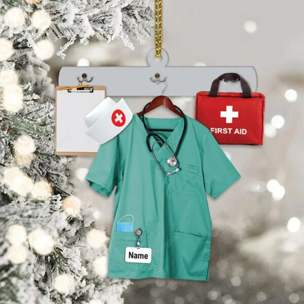 Personalized Nurse Uniform Custom Shaped Acrylic Ornament, Nurse Christmas Ornament Gift