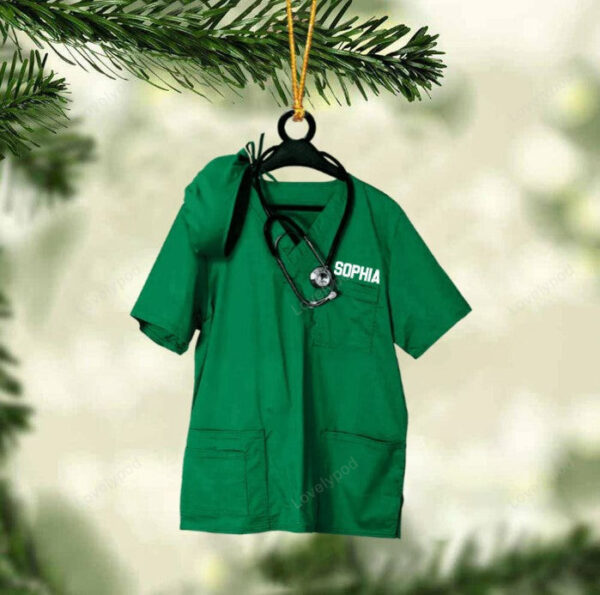 Personalized Nurse Scrub Hanging Ornament Christmas, Christmas Tree Decor - Image 4