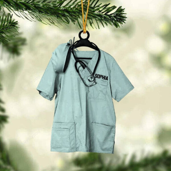 Personalized Nurse Scrub Hanging Ornament Christmas, Christmas Tree Decor - Image 3