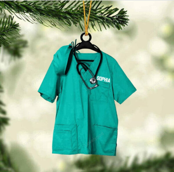 Personalized Nurse Scrub Hanging Ornament Christmas, Christmas Tree Decor - Image 5