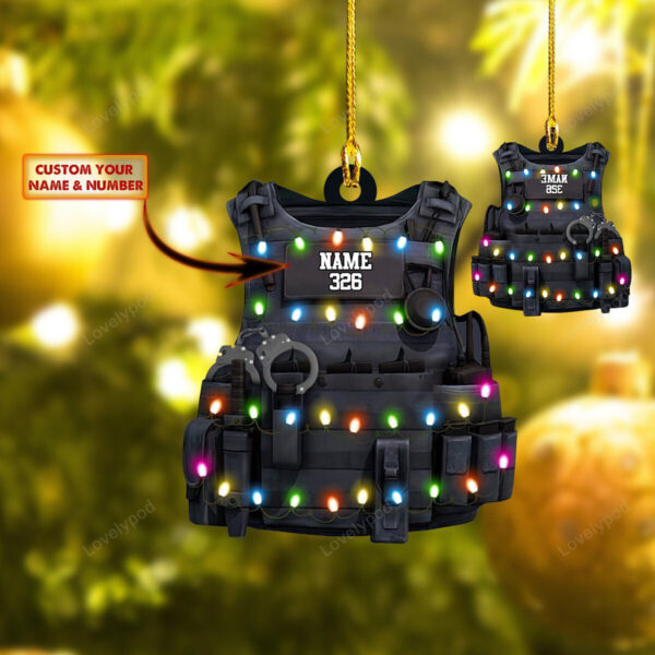 Personalized Police christmas shaped Ornament, Christmas gift for Nurse - Image 4