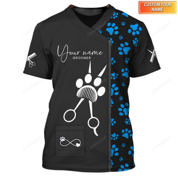 Rose Golden Dog Groomer Pesonalized Tee Shirt, Grooming Uniform T-Shirt, Latest Uniform Fashion For Pet Groomers 3D shirt - Image 5