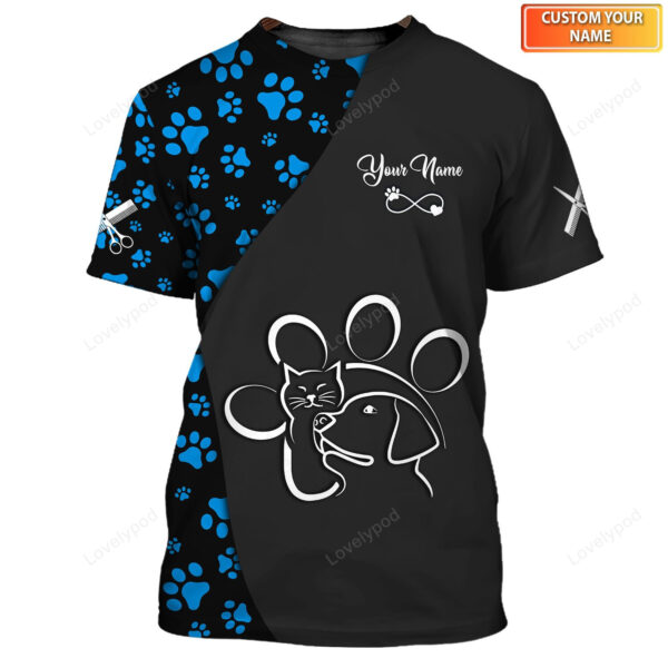 Rose Golden Dog Groomer Pesonalized Tee Shirt, Grooming Uniform T-Shirt, Latest Uniform Fashion For Pet Groomers 3D shirt - Image 6