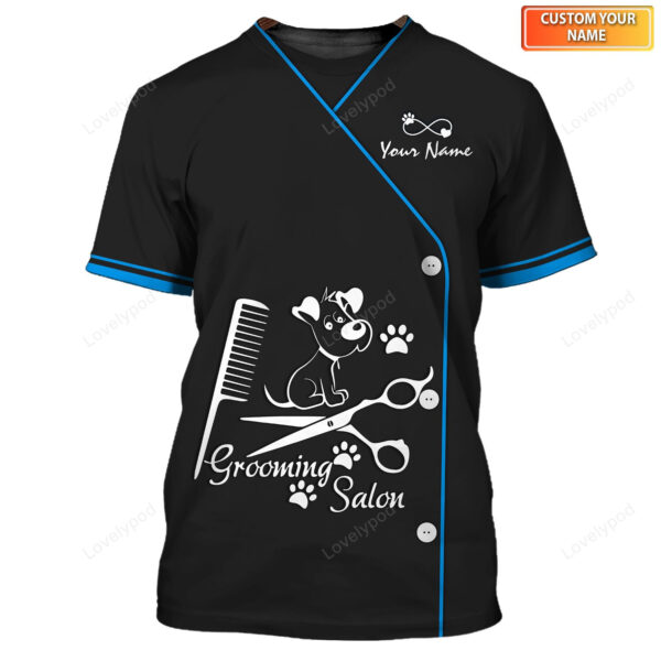 Rose Golden Dog Groomer Pesonalized Tee Shirt, Grooming Uniform T-Shirt, Latest Uniform Fashion For Pet Groomers 3D shirt - Image 8