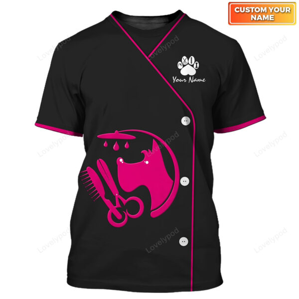 Dog Groomer Uniform Pink Salon Pet 3D Tshirt, Cute Funny Dog Groomer Tshirt Women Dog Grooming - Image 8