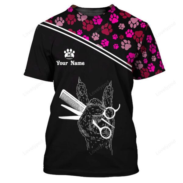 Dog Groomer Uniform Salon Pet 3D Tshirt, Cute Dog Groomer Tshirt, Women Dog Grooming Christmas Gift T-Shirt - Image 6