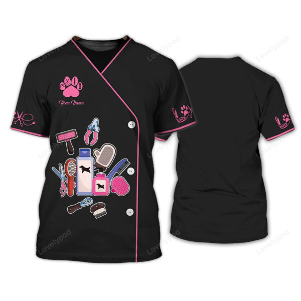 Dog Groomer Uniform Salon Pet 3D Tshirt, Cute Dog Groomer Tshirt, Women Dog Grooming Christmas Gift T-Shirt - Image 9