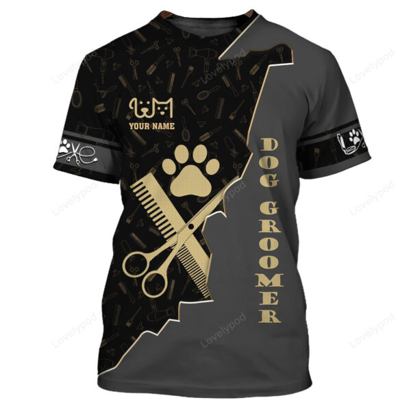 Pet Grooming 3D all over printed Shirt, Dog Groomer Custom Tshirt Grooming Uniform