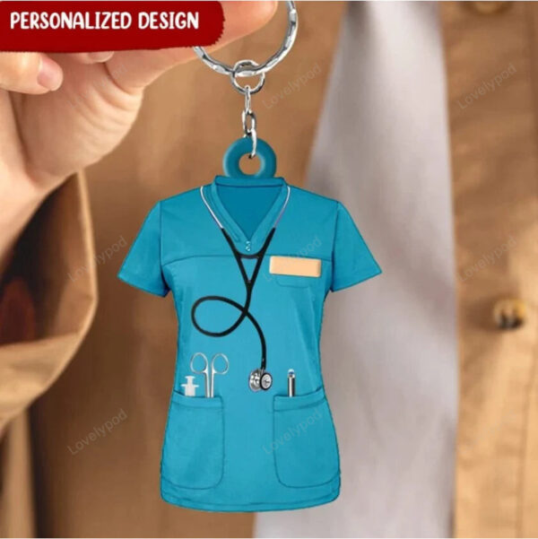 Personalized nurse scrubs gift for nurse acrylic keychain