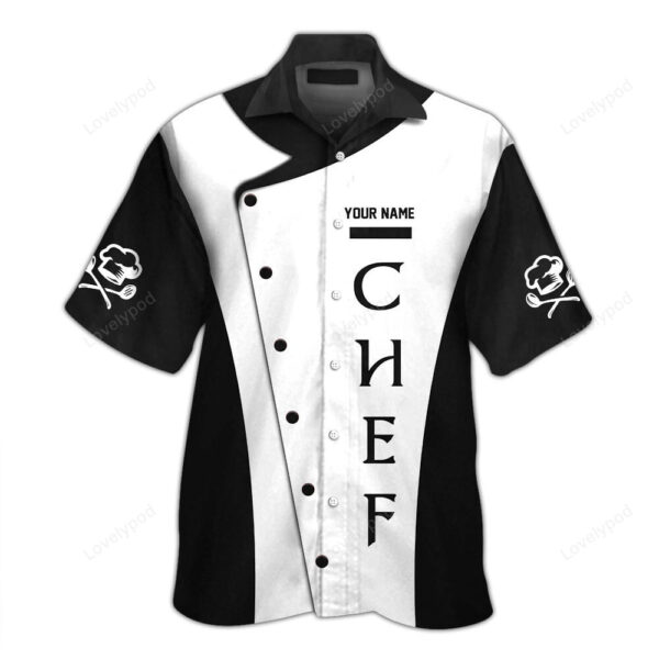 Chef Cook T Shirts 3D, Custom Name Chef Knives Black & White Shirt - Image 6