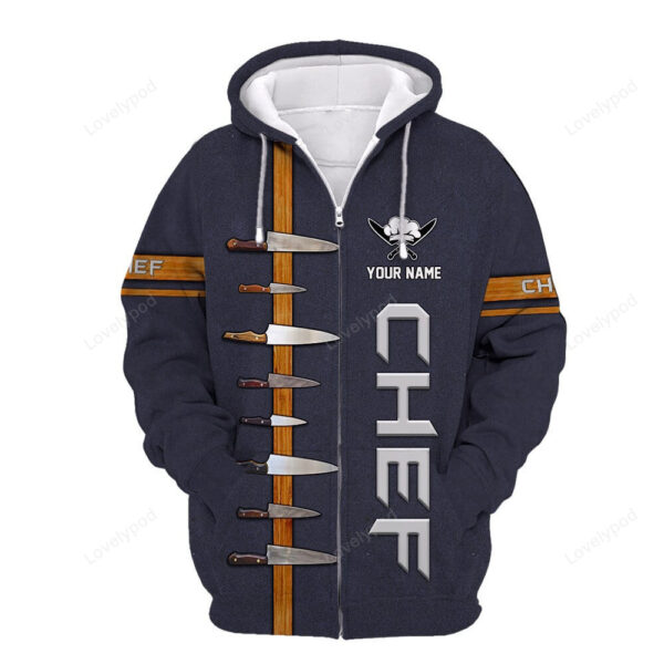 Custom name Chef Zipper Hoodie, Gift for chef, Chef Uniforms Chef Wear & Chef Clothing For Restaurants - Image 5