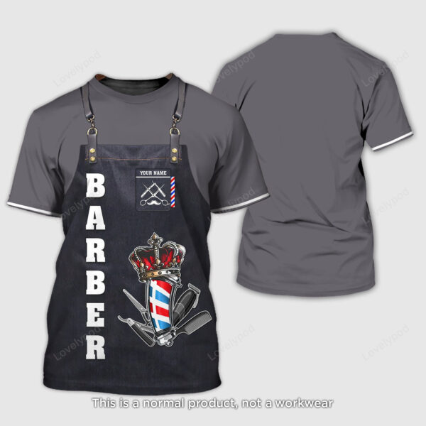 Custom name Barber Shop 3D Tee Shirt, Barber Tools Tshirt, Gift for barber - Image 7