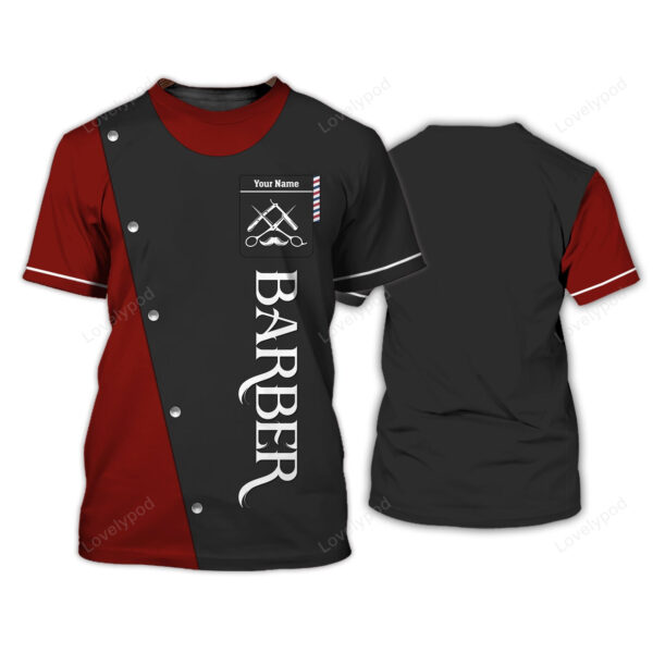 Barber Tshirt Barber Apparel, Custom Barber Uniform Black & Red