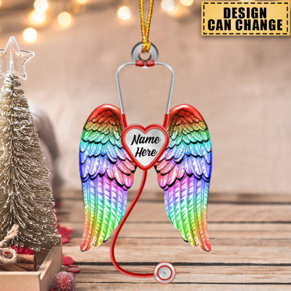 Personalized Nurse Angel Wings Acrylic Christmas Ornament - Gift For Nurse - Image 3