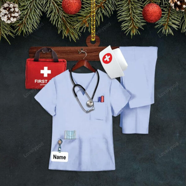 Nurse Uniform Shaped Christmas Ornament for Nurses, Nurse Decor for Christmas - Image 2