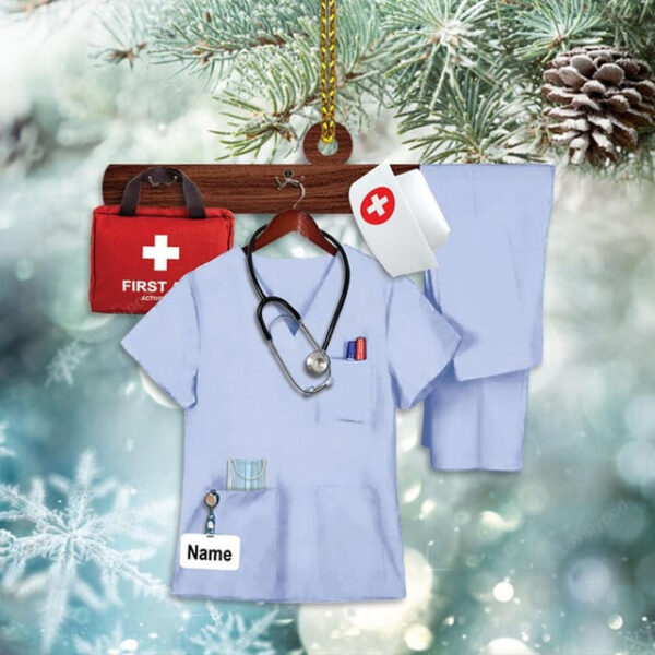 Nurse Uniform Shaped Christmas Ornament for Nurses, Nurse Decor for Christmas - Image 3