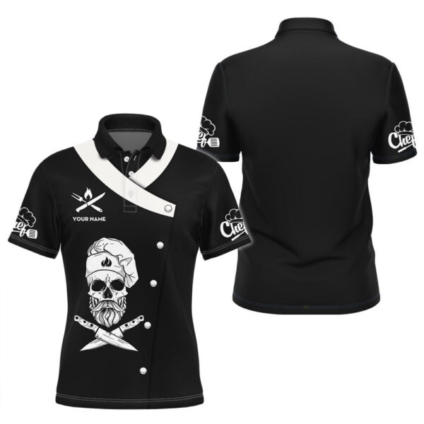 Custom Chef Skull Black 3D Shirt, Chef Polo shirt, Custom shirt for Chefs, Gift For Chefs - Image 5