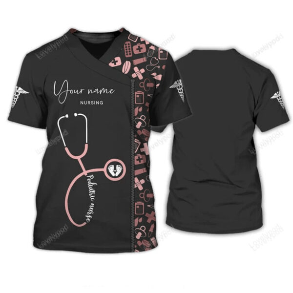 Pediatric Nursing Uniform, Medical Scrubs Clothing Custom Baby Nurse Tshirt